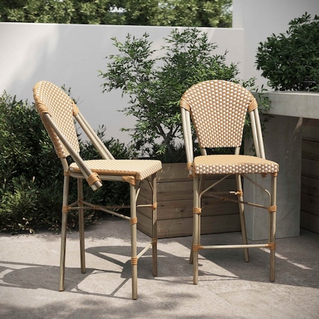 Flash Furniture NaturalWhite PE Rattan Stacking Paris Stool, 2PK 2-SDA-AD642001-F-CS-NATWH-LTNAT-GG
